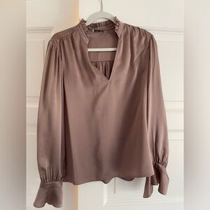 Go Silk dusty rose silk blouse